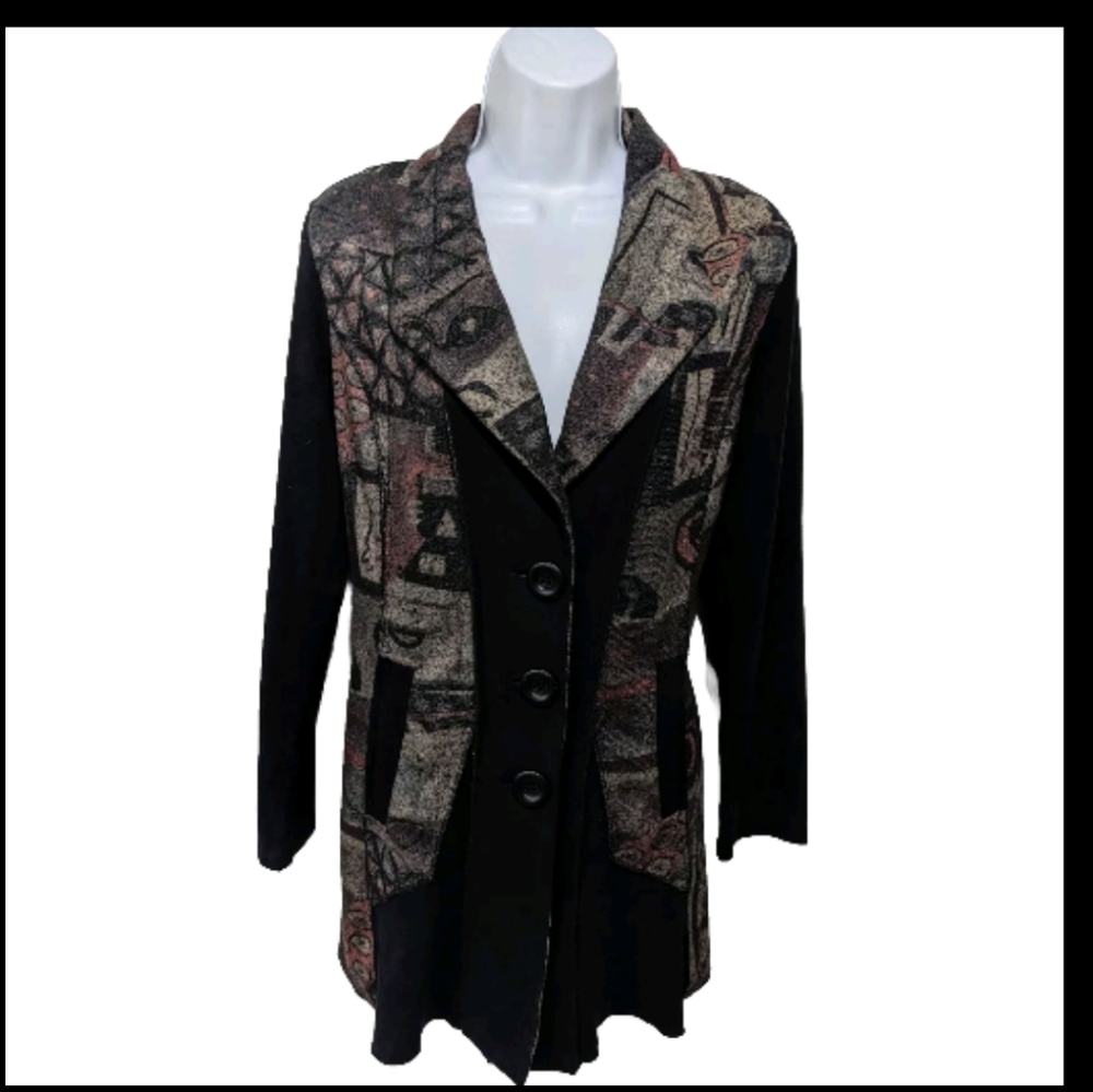 ADORE Tapestry Cardigan Sweater Jacket M Faux Suede Gothic Whimsigoth